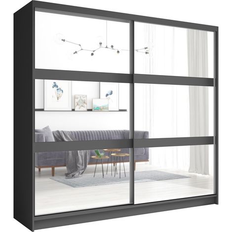 Schwebetürenschrank mit Spiegel 230 cm - graphitgrau - Kollektion NOFI