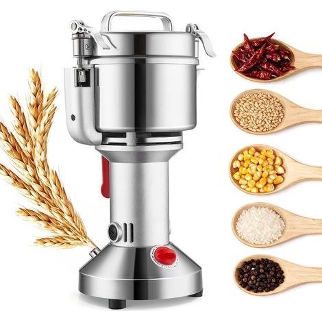 Pour Céréales Épices et Grains Moulin Électrique 750g Broyeur Commercial et Cuisine 2000W en Acier Inoxydable Vertical (1/5)