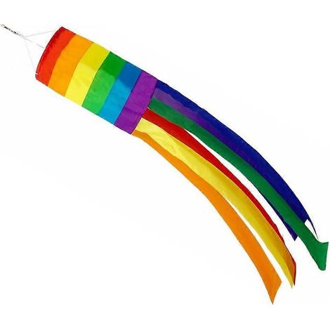 Manche à air à longue queue, colonne arc-en-ciel, drapeau d'extérieur (1/4)