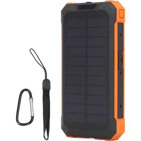 Ortviai Power Bank Solaire 30000 mAh Orange avec Charge Sans Fil et Câbles USB – Étanche, LED d’Urgence (1/5)