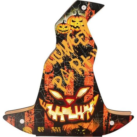 Veilleuse décorative pour Halloween, décorations lumineuses à LED, pour pendentifs de vacances (chapeau de sorcier A) (1/5)