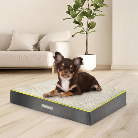 Dreamcatcher Grey Medium Dog Bed Orthopaedic Flat Crate Pet Mattress 76x51x9cm, Removable Washable Cover (1/5)