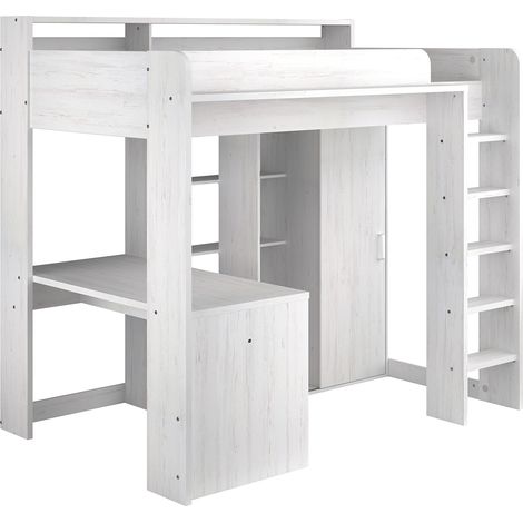 LENA Lit combine mezzanine enfant - Decor Pin Petterson - Sommier inclus - 90 x 200 cm (1/5)