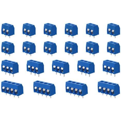 100 Pieces PCB Screw Connector, 5mm Pitch 2 Pin / 3 Pin / 4 Pin PCB Screw Terminal Block, Blue (1/5)