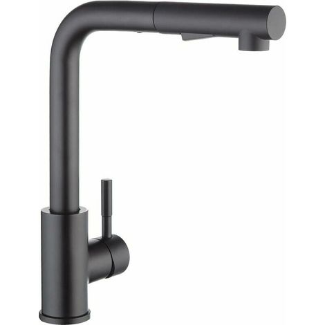 Kitchen Faucet with Black Spray, Kitchen Mixer Tap with Pull Out Spray, 304 Brushed Stainless Steel Kitchen Faucet, 360 Rotatable Sink Mixer Tap, 2 Spray Sink Faucet(Matte Black) (1/5)