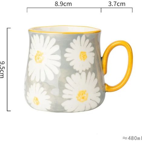 (Gris 401-500 ml) 1 tasse en céramique, verre à eau style peint à la main, tasse à café de 473 ml