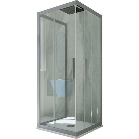 3-seitige Duschkabine 80x80x80 Klarglas Silver Kolors Trio