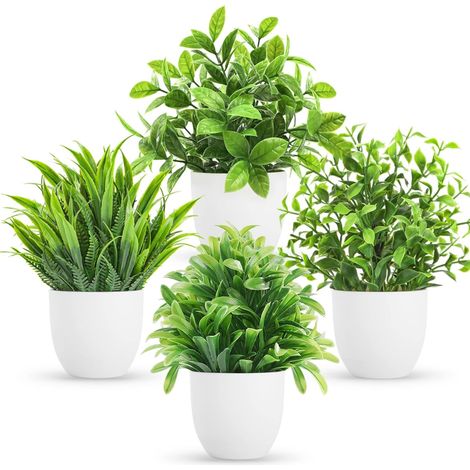 4 Pack Plante artificielle, Petite décoration réaliste, Accessoire salle de bain, Bureau, Salon（Troisième trimestre : septembre） (1/5)