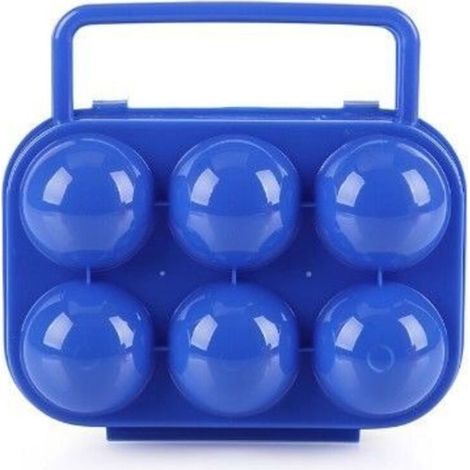 Boîte à œufs en plastique portable 6 grilles Boîte de rangement pour œufs pliable Boîte à œufs de grande capacité Boîte de rangement pour support à œufs pour réfrigérateur et bac à légumes(bleu)