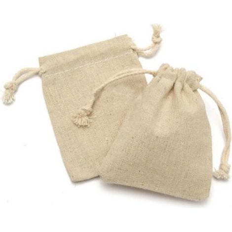 50pcs Petit Sac Pochette en Lin Naturel Jute Toile Sac Cadeau à Cordon (1/4)