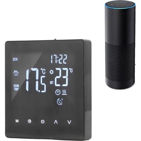 Thermostat intelligent à écran tactile entièrement noir pour chauffage au sol, AC 90-240VK2MRH3A, convient aux chauffe-eau/chaudières. (1/5)