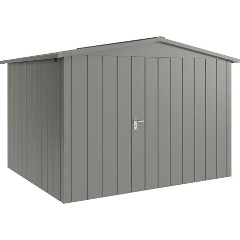 Hörmann Metall-Gerätehaus "Juno" mit Satteldach, JSD13 - Modern, 310 x 262 cm (B x T), graualuminium, 1-flüglige Tür, Anschlag rechts (1/5)