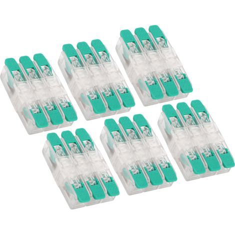 Lot de 10 connecteurs de câblage rapide 3 entrées/3 sorties pour câbles électriques, bornes de conducteur, 0,5-6 mm², 41 A, 450 V (1/5)