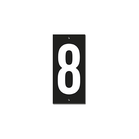 Targa numero civico 8 - 56X130mm - in ABS nero scritta bianca a rilievo, da avvitare - THIRARD (1/2)