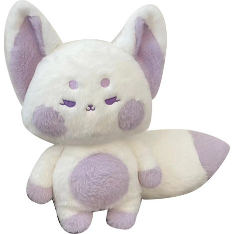 Poupée renard douce en peluche, mignon style cartoon violet et blanc, jouet animal pour enfants, 60 cm, cadeau d'anniversaire (1/5)