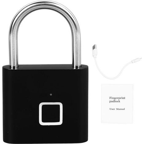 Cadenas à empreintes digitales, serrure biométrique intelligente sans clé, antivol électronique. (1/5)