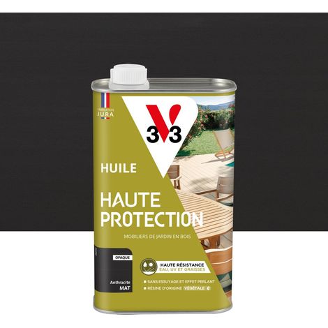 Aceite para madera exterior V33 de alta protección, antracita mate, 1 L V33