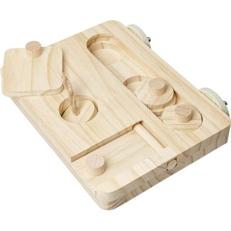Jouet interactif en bois 6-en-1 pour rongeurs, distributeur de friandises pour hamster, lapin, cobaye, chinchilla