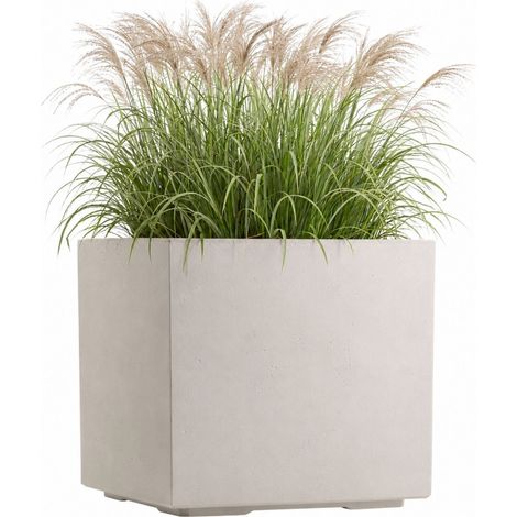 Maceta Betonique con ruedas, hormigón reciclado, color beige, 40x40xh40 cm (1/5)