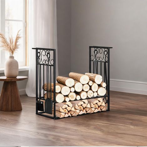 Porte-bûches nero en acciaio 75 x 30 x 60 cm (1/5)