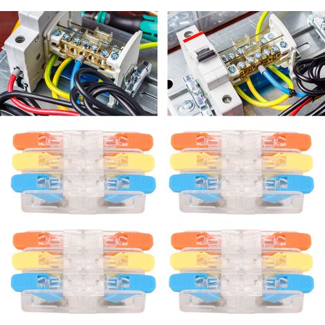 Vente par lots de 10 : connecteur H63W3 3 entrées/3 sorties pour câbles de 0,5 à 6 mm², répartiteur rapide, 41 A 450 V (1/5)