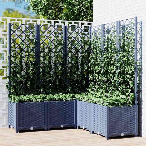 Fioriera da Giardino Graticcio Grigio Blu 120x120x136cm PP vidaXL