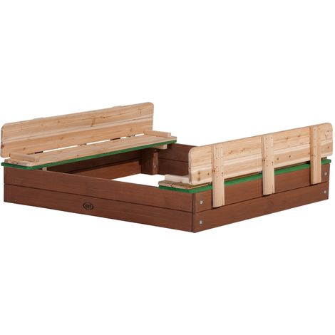Axi Ella Xl Bac À Sable Enfant - 120 X 120 Cm Bac À Sable Pour Enfants En Bois Avec Couvercle Marron & Vert