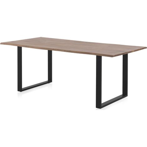 Table de salle à manger acacia massif et pieds métal noir - bois naturel et pieds métal noir (1/5)