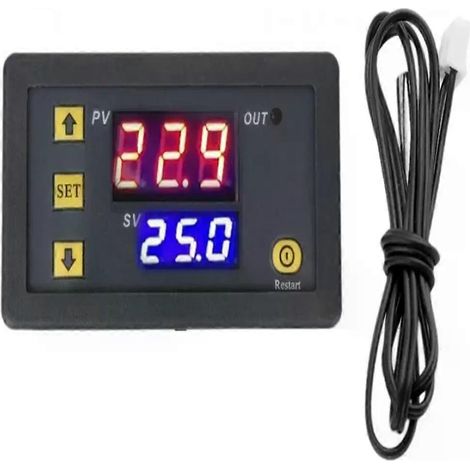 Termostato LED con interruptor regulador de control de temperatura, termómetro, 12V 24V 230V 20A