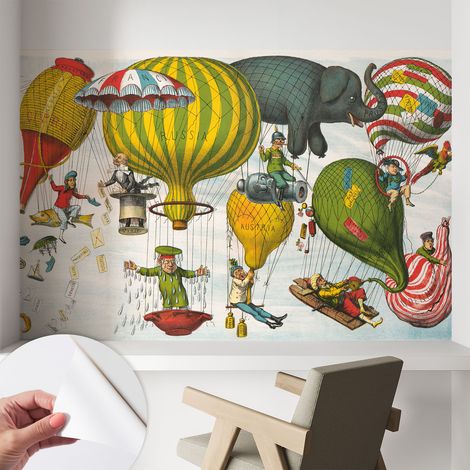 Carta da parati autoadesiva - impermeabile - murale da parete - decorazione murale - Viaggio in mongolfiera 104x70 cm (1/5)