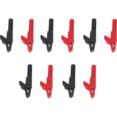 10 pièces Pinces de Batterie Rouge Noir 15A Sécurité Câble Électrique Isolé PA pour Connecteur Banane 4mm