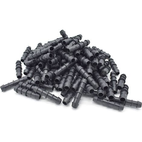 Lot de 100 raccords de jonction cannelés 16x16 pour micro irrigation