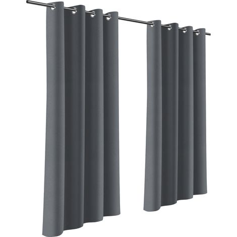 Randaco Tenda per esterni Tenda oscurante con occhielli Opaca per il giardino e il balcone 132 x 274cm Grigio scuro 2 Pannelli