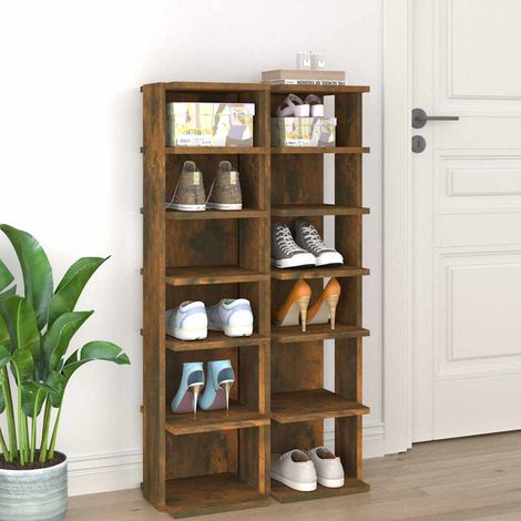 vidaXL Shoe Racks 2 pcs Smoked Oak 27,5x27x102 cm Engineered Wood (1/5)