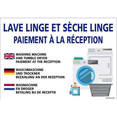 PANNEAU LAVE LINGE ET SECHE LINGE (H0331) - Adhésif - 210 x 150 mm