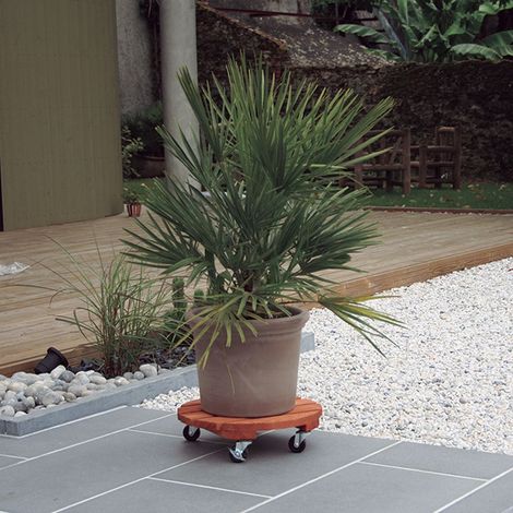 Soporte redondo con ruedas madera flora roll nortene