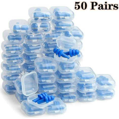 50 paires + 50 boîtes de bouchons d'oreille en silicone étanches, protection auditive NRR 28 dB (1/5)