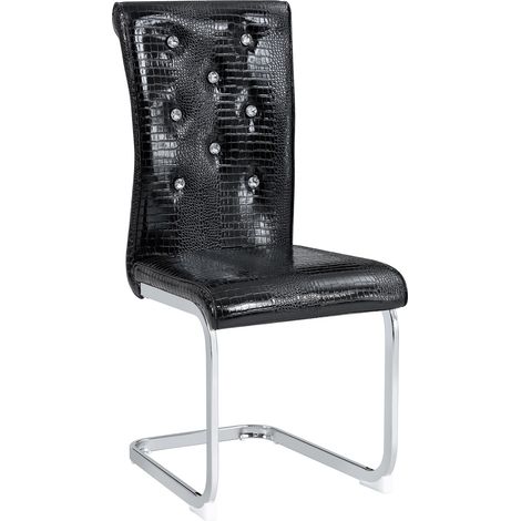 CHICFURN Sedie da pranzo set da 4 57x41x101,5 cm PVC nero, design retrò (1/5)