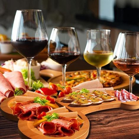 Planche Apéritif, Planche à Fromages et Planche à Charcuterie en Bambou Nouveauté, Assiette Restaurant et Ustensiles,L (1/4)