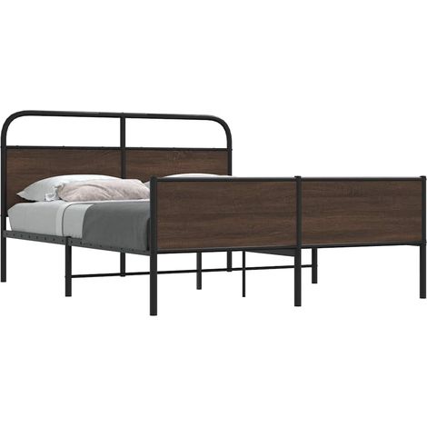 Metal Bed Frame without Mattress Brown Oak 150x200 cm King Size vidaXL (1/5)