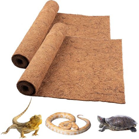 Tapis reptile en fibre de coco, 2 paquets de tapis de reptiles naturels Doublure de terrarium Tapis de substrat de literie Tapis livraisons pour agame barbu léopard gecko Iguana Serpent (2 paquets 100 (1/4)