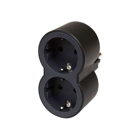 ADATTATORE STANDARD 2X2P+T FRONTALE NERO - 16 A