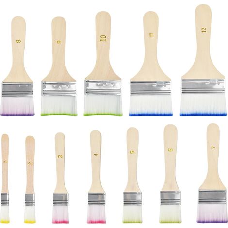 12 PCS Pinceaux de Peinture Nylon 12 Tailles 1.2 à 8 cm Plats Pinceaux Peinture Mur Pinceau Plat Peinture Bois Pinceaux Peinture Acrylique pour Artiste Décor Maison Extérieur Idée Cadeau DIY (1/5)