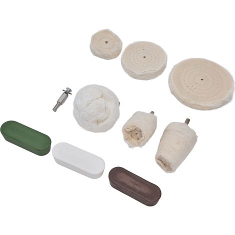 Kit de polissage de 10 pièces comprenant des têtes de polissage en coton et en flanelle pour le métal, le marbre et le verre.