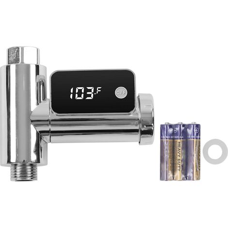 Thermomètre de douche LED G1/2 argenté pour salle de bain - Indicateur de température d'eau de baignade avec affichage numérique (1/5)