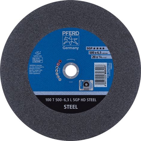 PFERD Stationäre Trennscheibe T 500x6,3x40mm sehr weich HD STEEL für Stahl 100m/s (1/5)