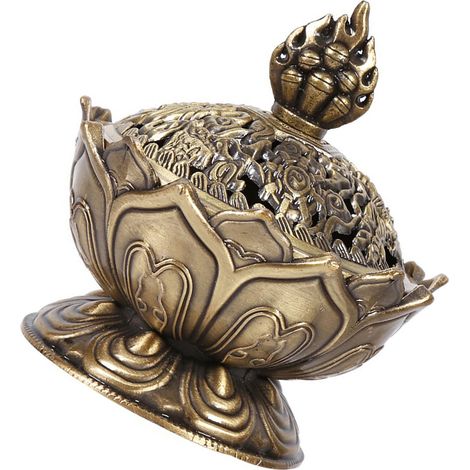 Retro-Räuchergefäß mit Rückflussfunktion, Halter für Räucherstäbchen und -kegel aus Bronze, Wohnaccessoire, fallender Rauch, antikes Geschenk. (1/5)