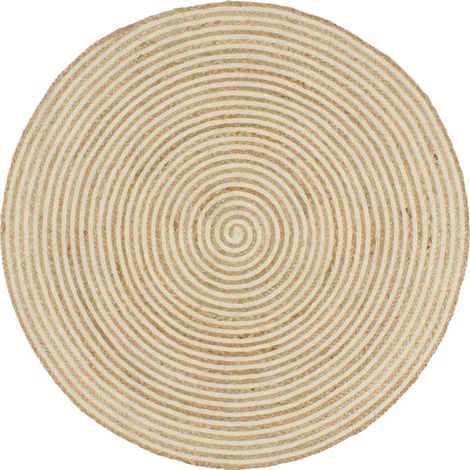 Tappeto in Juta fatto a mano con disegno a spirale Bianco 120 cm DEC023512 (1/5)