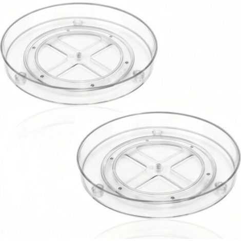 2 Pièces Rotation à 360° Porte Épices Rotatif Plateau Tournant Frigo Transparent Plateau à Epices Tournant 235 cm de Diamètre pour Ranger Cosmétiques Épices Petits Outils (1/4)