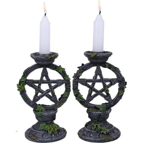 Pentagram - Ensemble de Deux bougeoirs de sorcières 15cm (1/4)